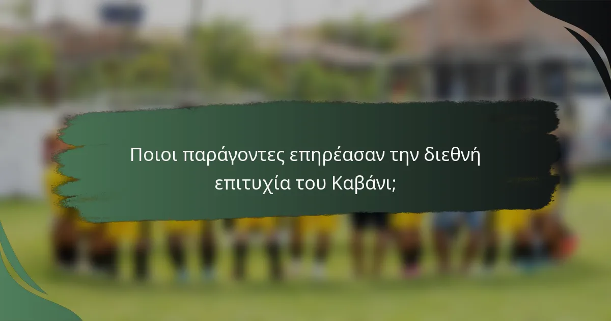 Ποιοι παράγοντες επηρέασαν την διεθνή επιτυχία του Καβάνι;