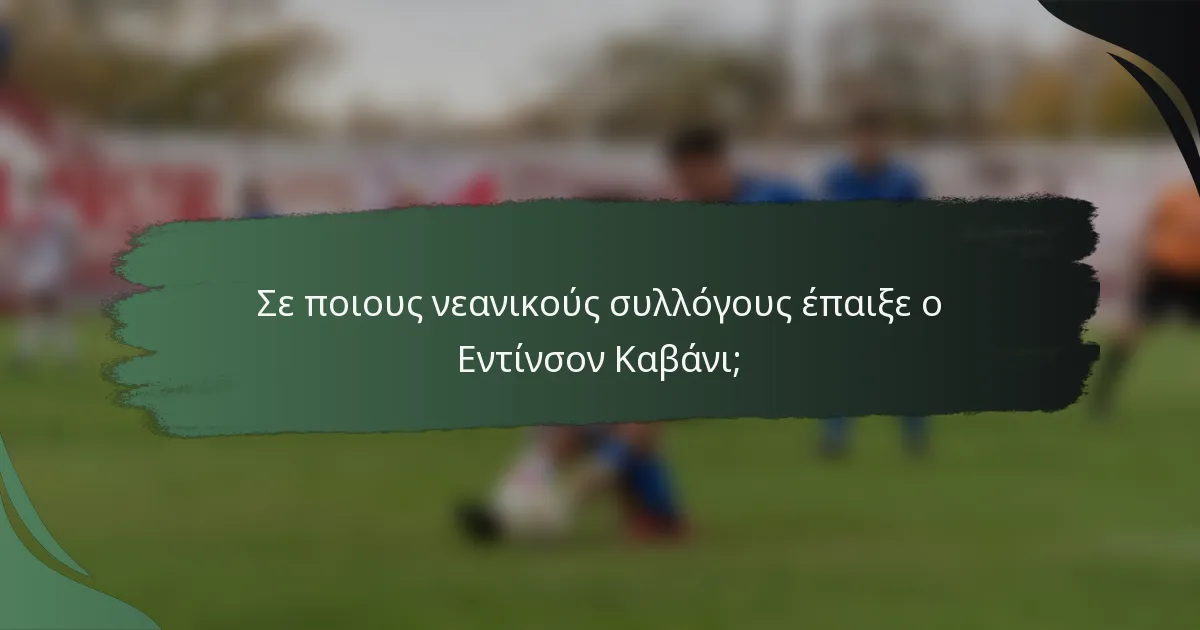 Σε ποιους νεανικούς συλλόγους έπαιξε ο Εντίνσον Καβάνι;